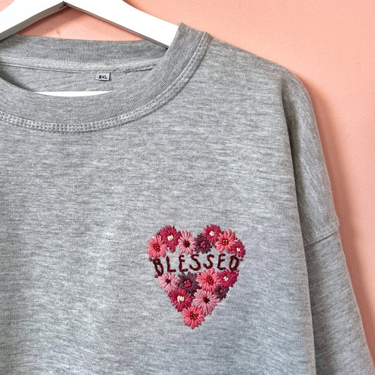 blessed hand-embroidered sweatshirt