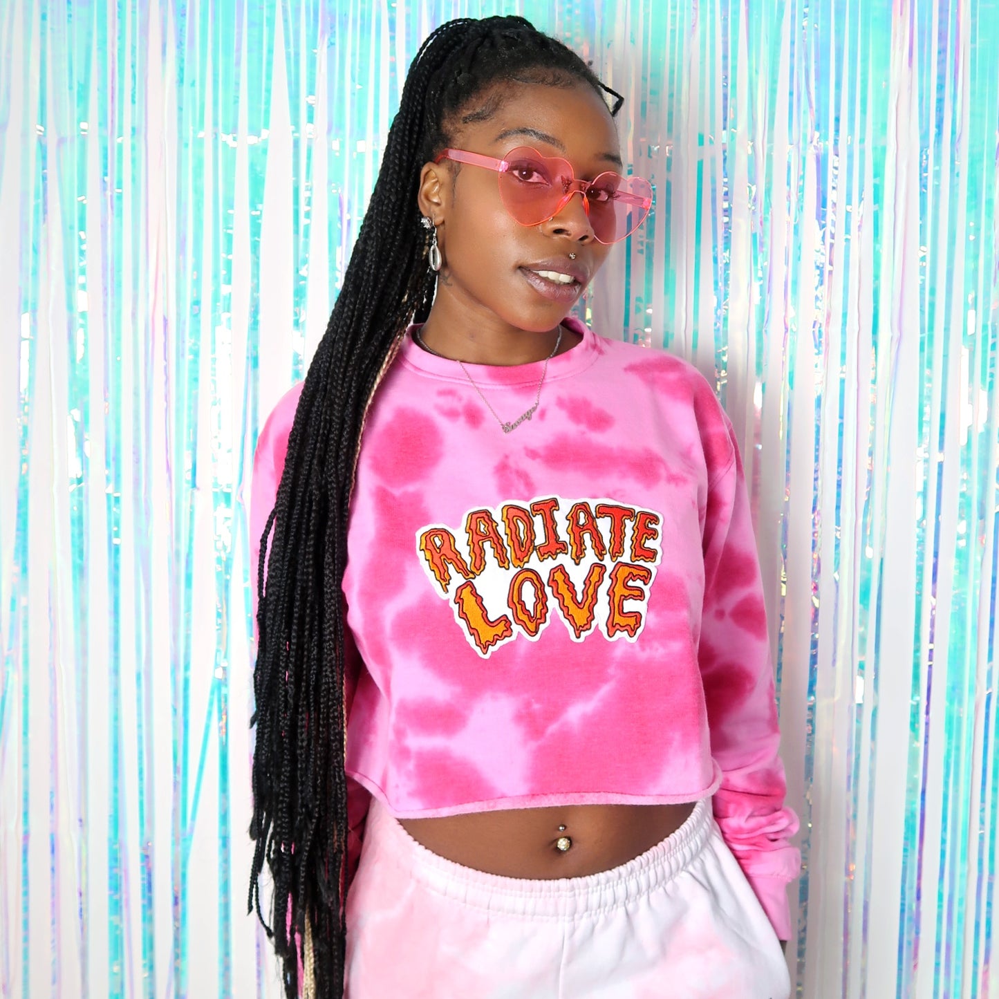 radiate love tie dye crop sweatshirt - pink