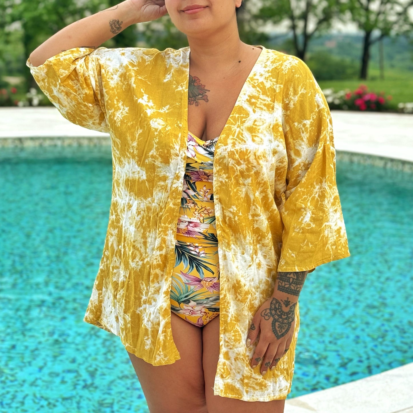 protect your energy tie dye kimono top