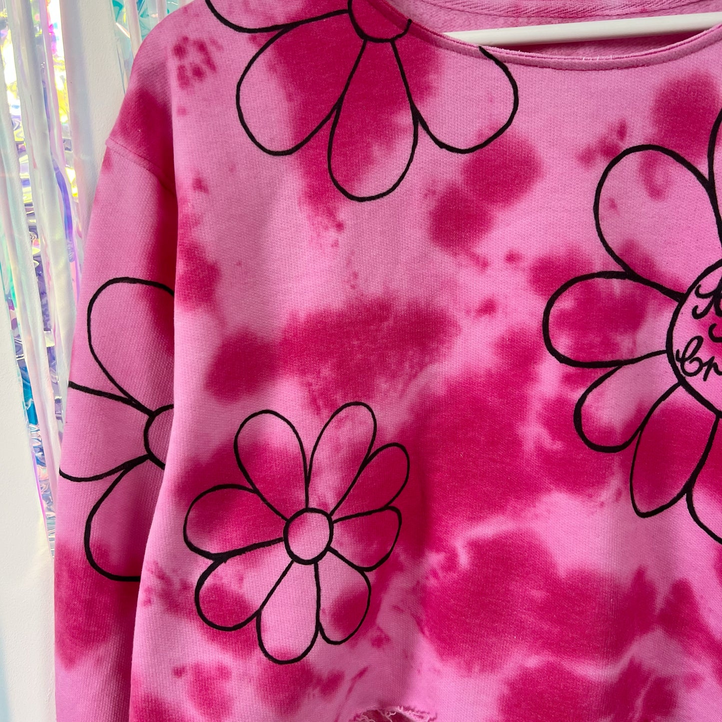 flower power tie-dye crop sweatshirt