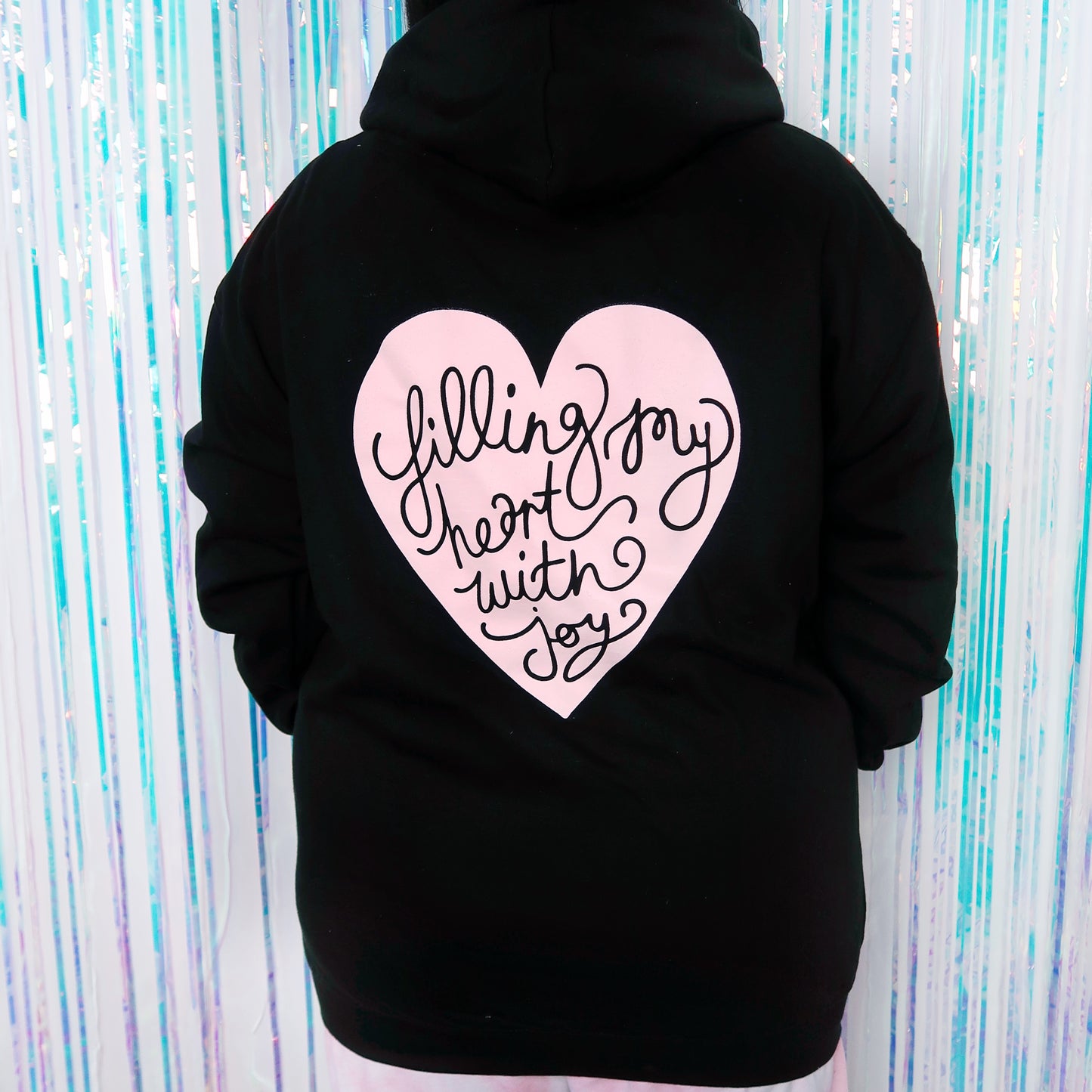 filling my heart with joy pullover hoodie - black