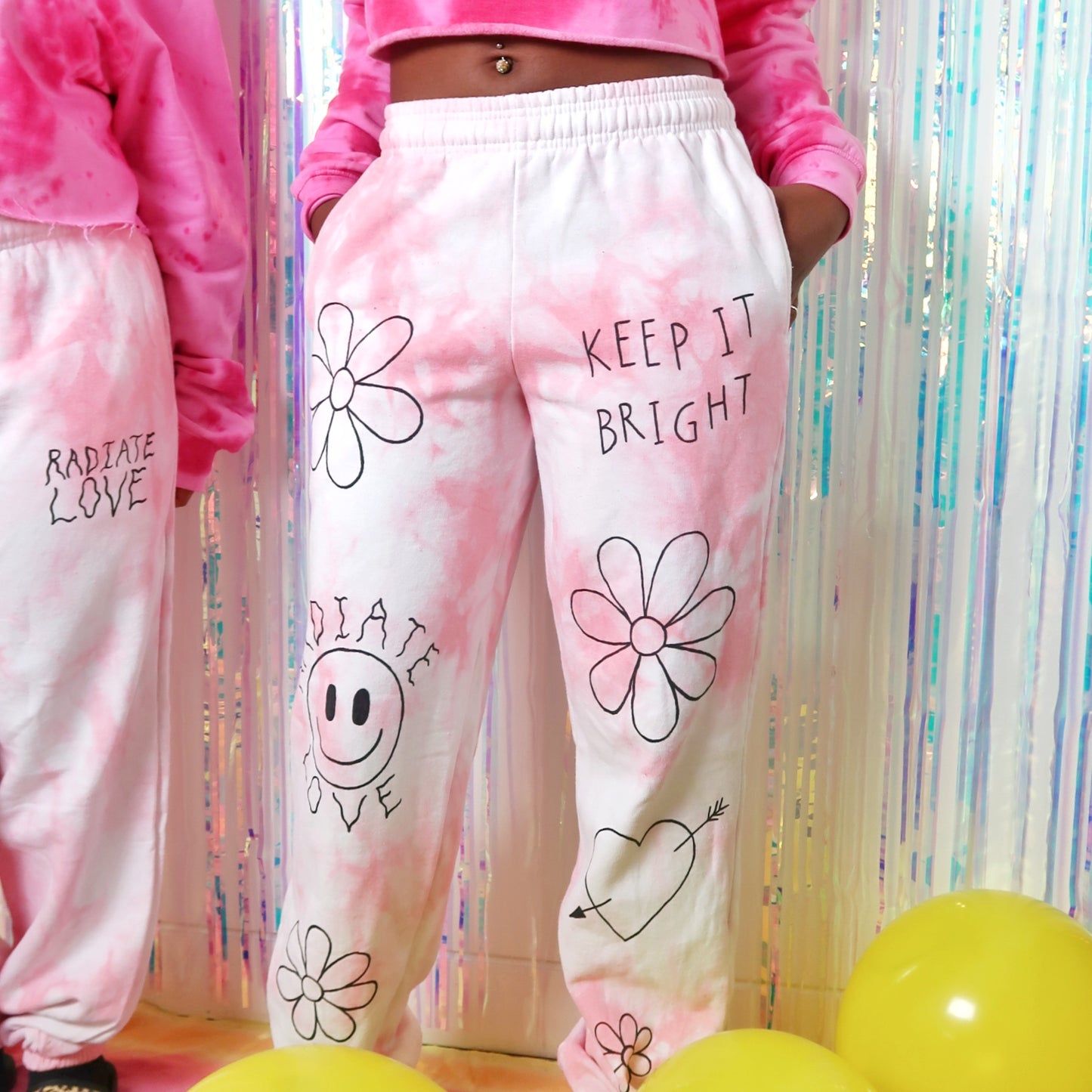 hippie heart tie dye lounge pants / joggers - pink