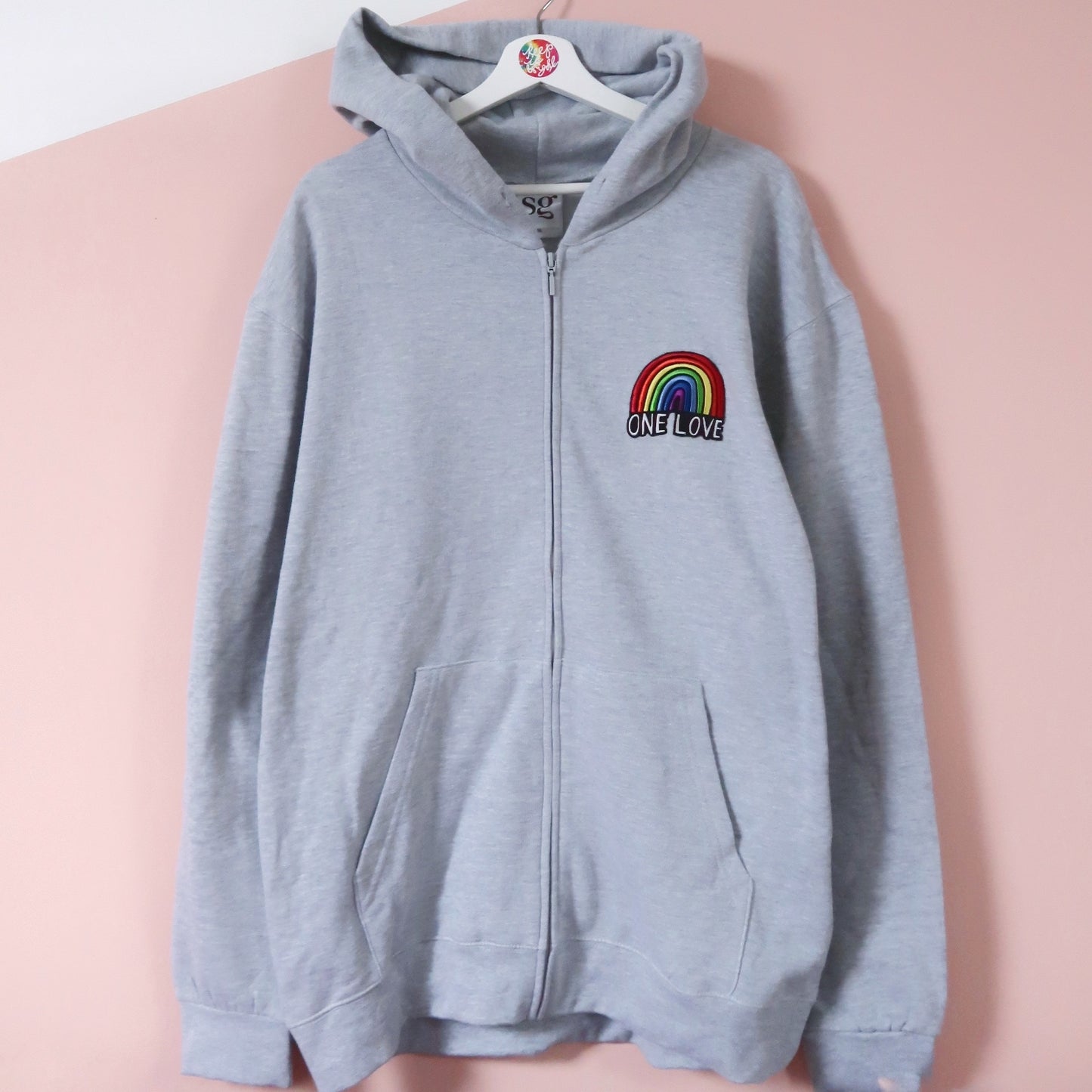 one love embroidered hoodie