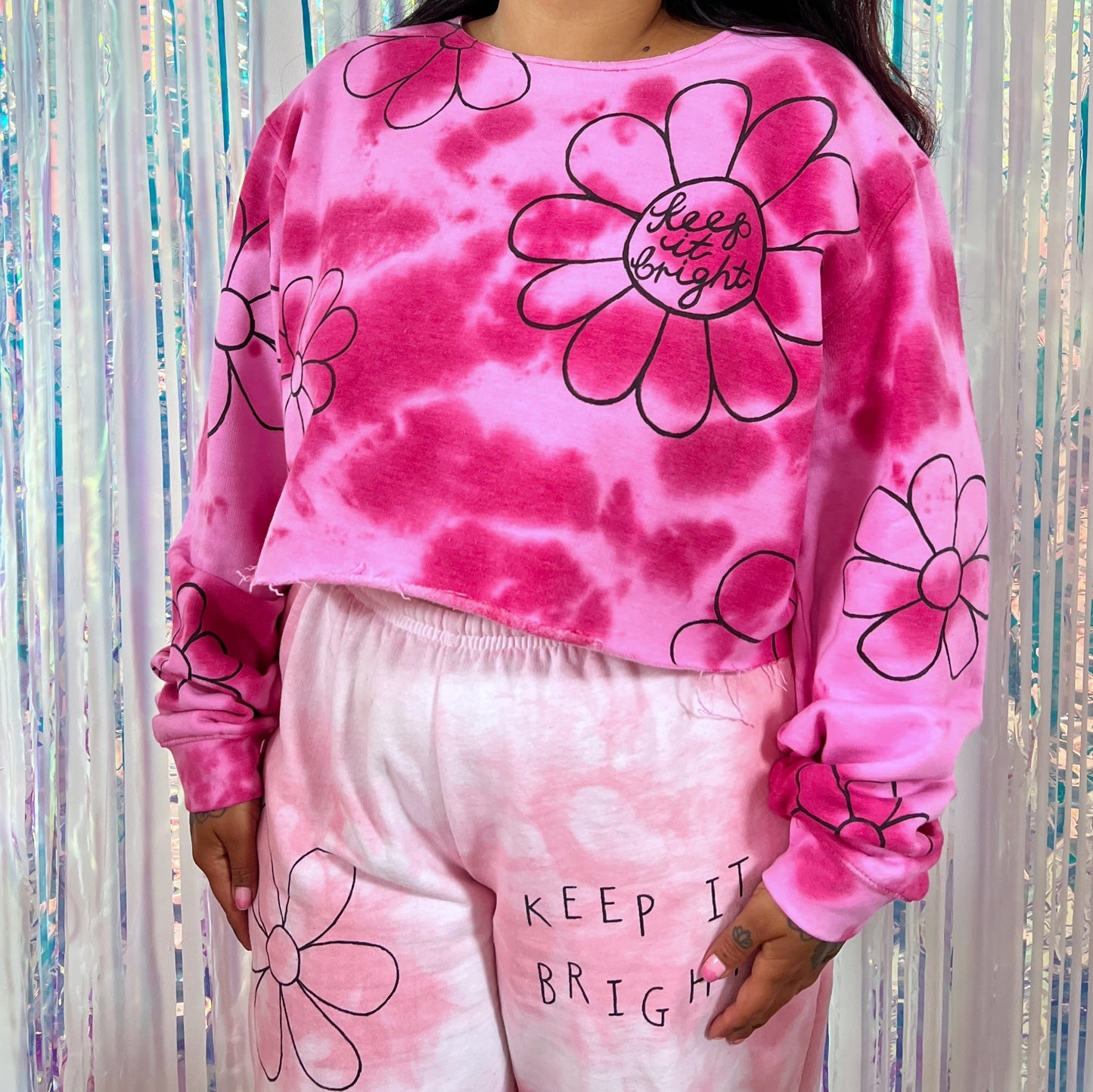 flower power tie-dye crop sweatshirt