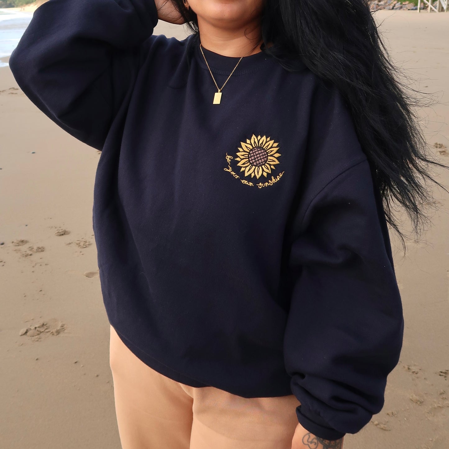 be your own sunshine embroidered sweatshirt - navy