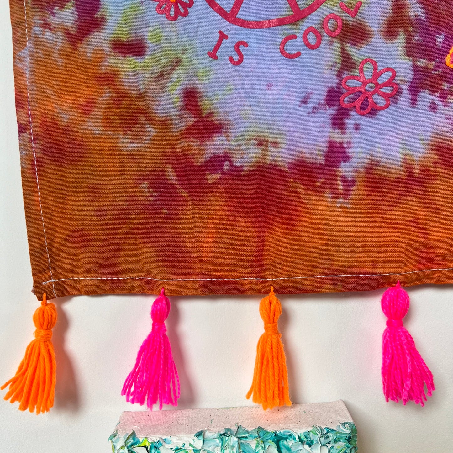 hippie heart tie dye wall hanging - sunset