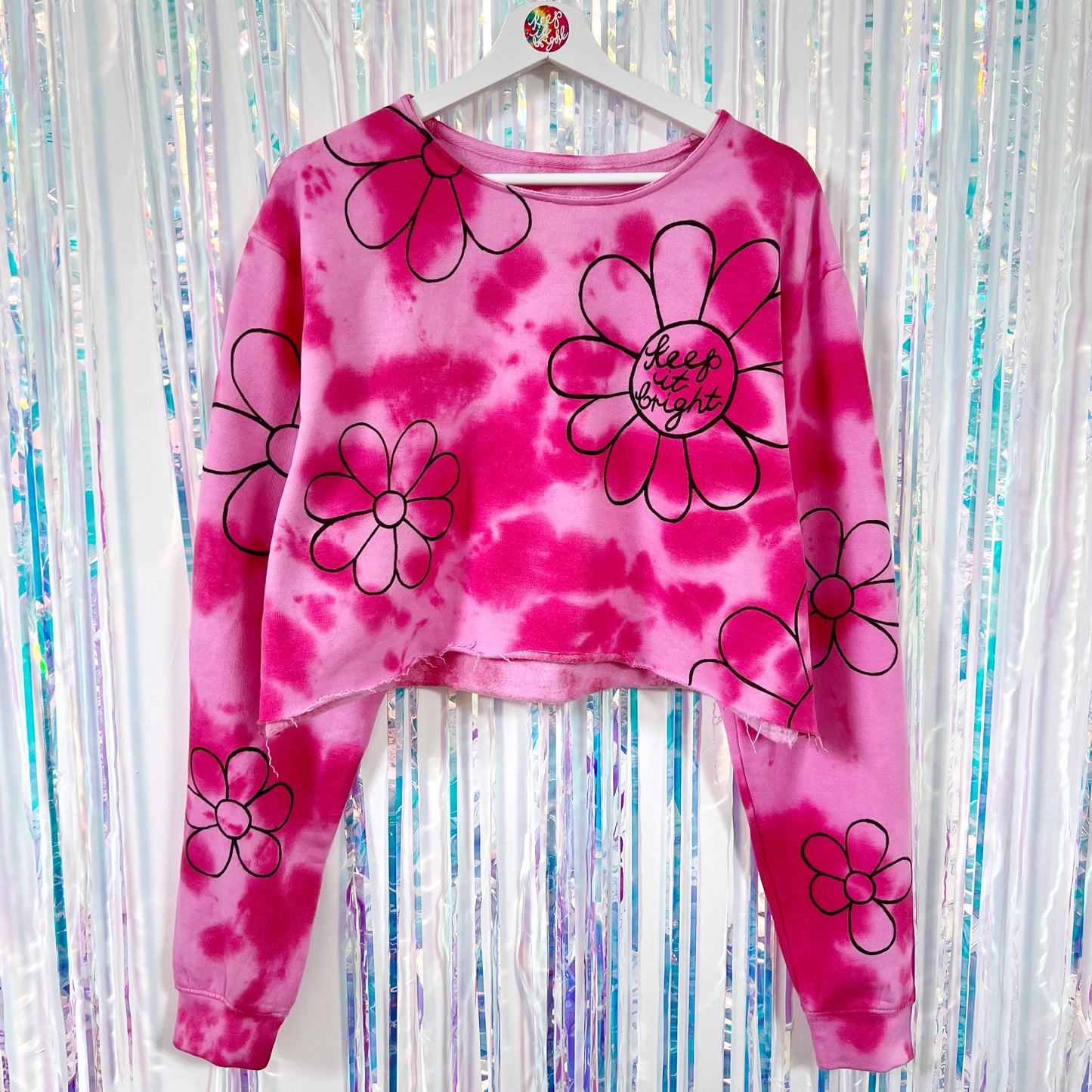 flower power tie-dye crop sweatshirt