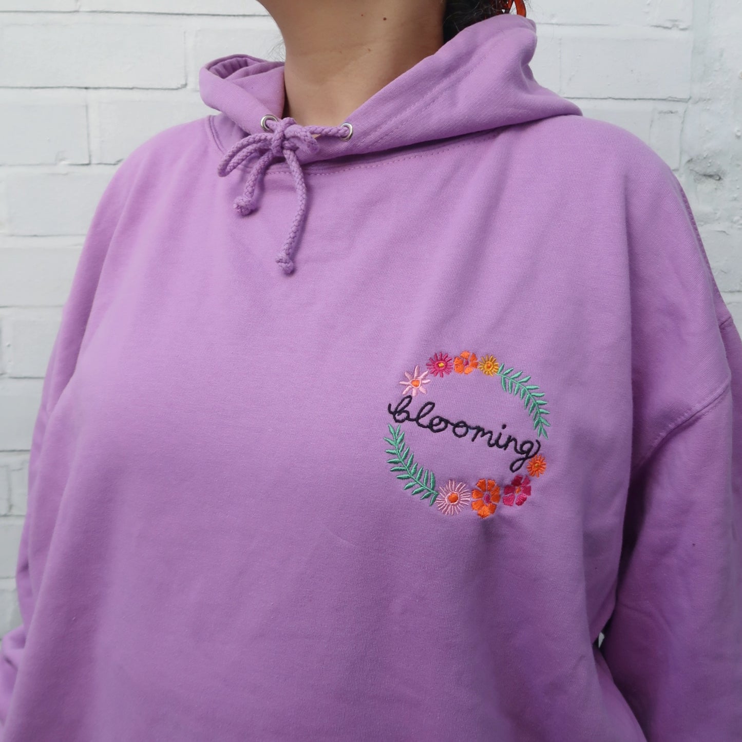 blooming embroidered hoodie - lilac