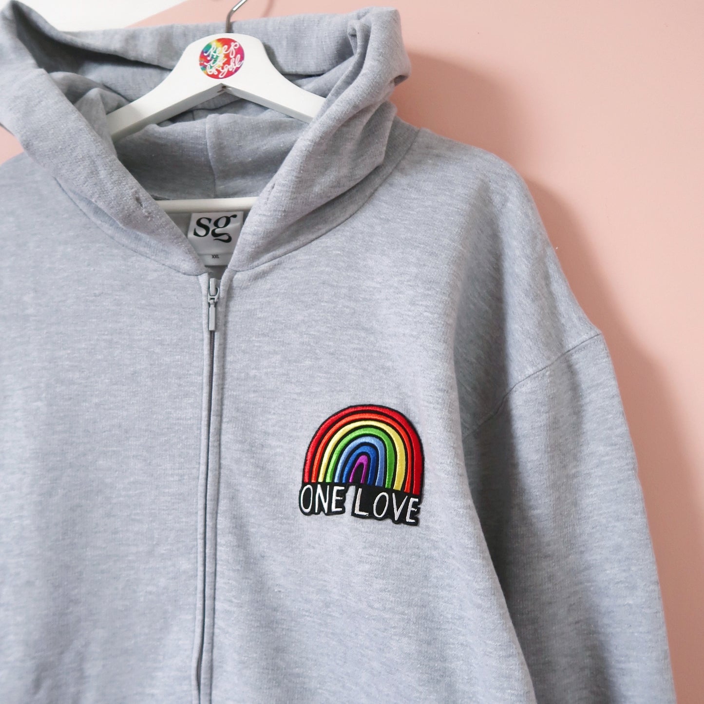 one love embroidered hoodie