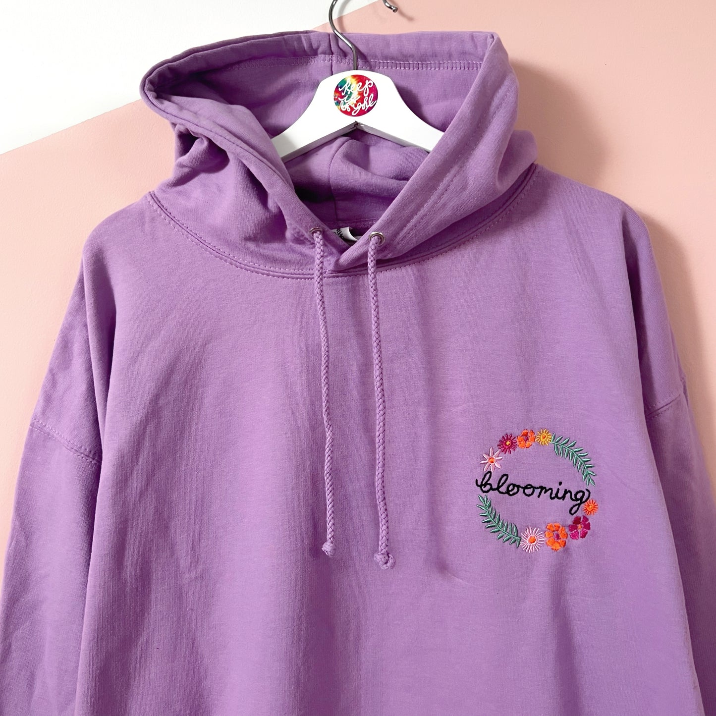 blooming embroidered hoodie - lilac