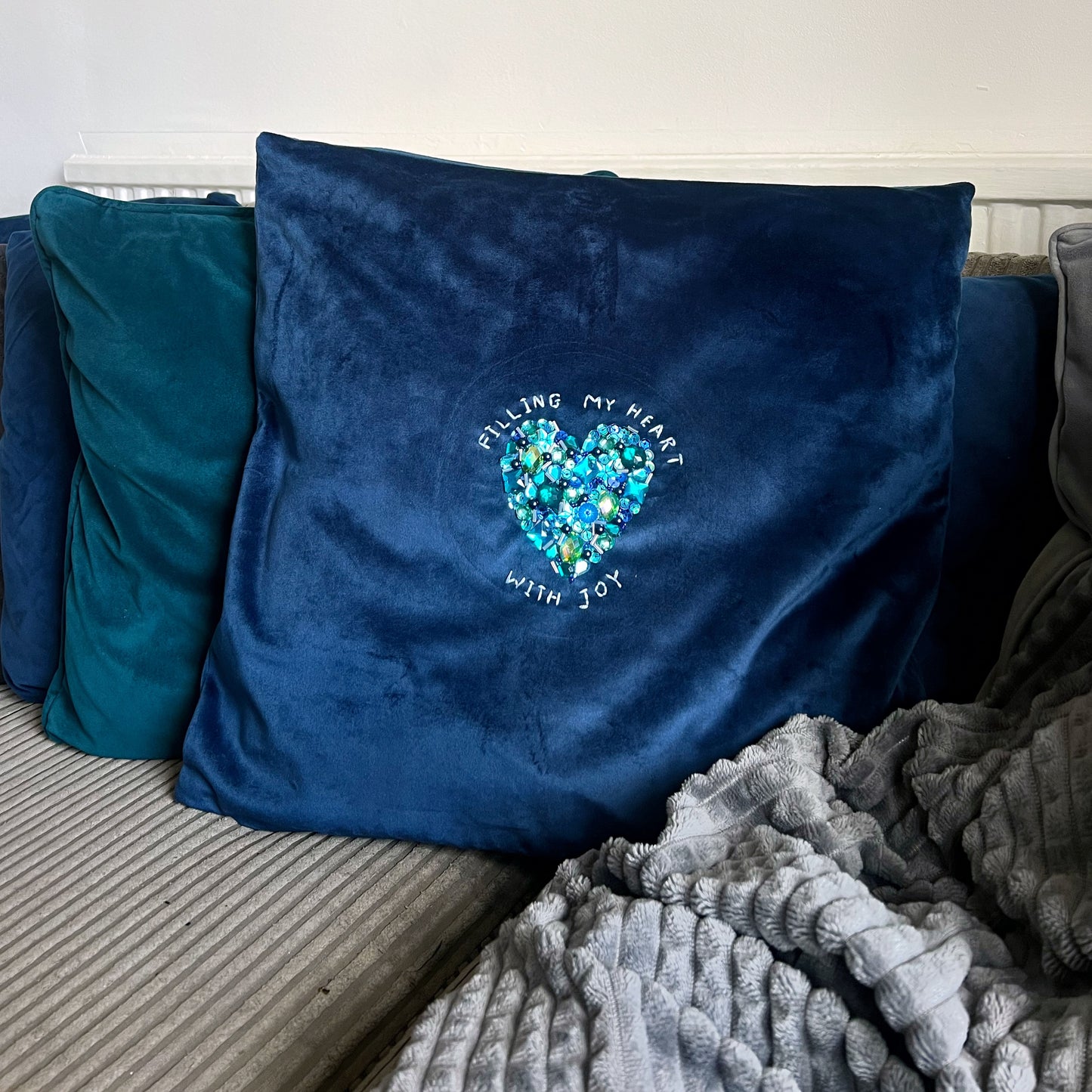filling my heart with joy embellished cushion