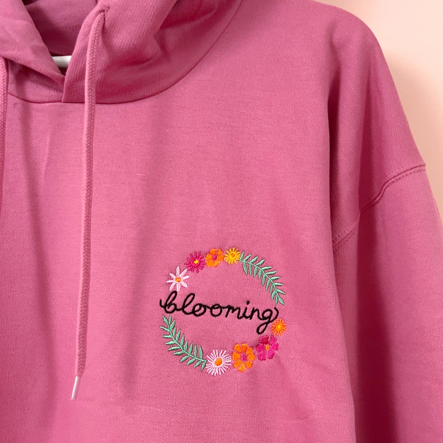 blooming embroidered hoodie - deep pink
