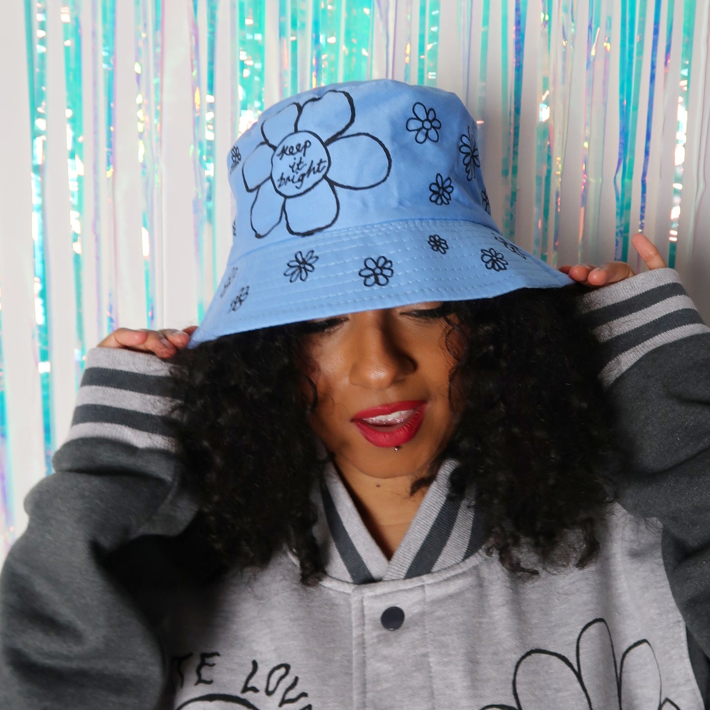 hippie heart bucket hat - blue v.1