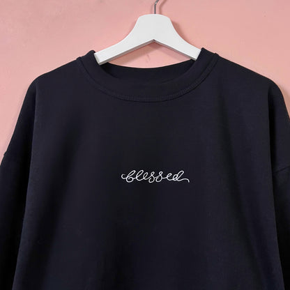 blessed embroidered sweatshirt - navy
