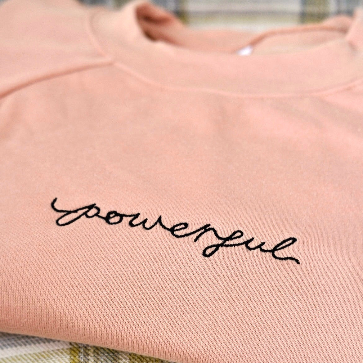powerful embroidered crop sweatshirt - beige