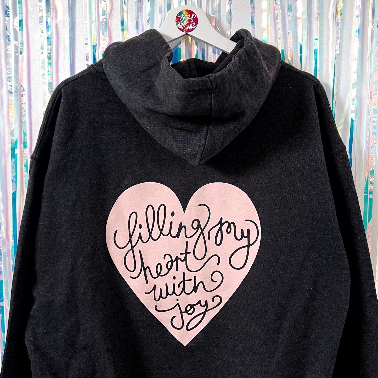 filling my heart with joy zip-up hoodie - black marl