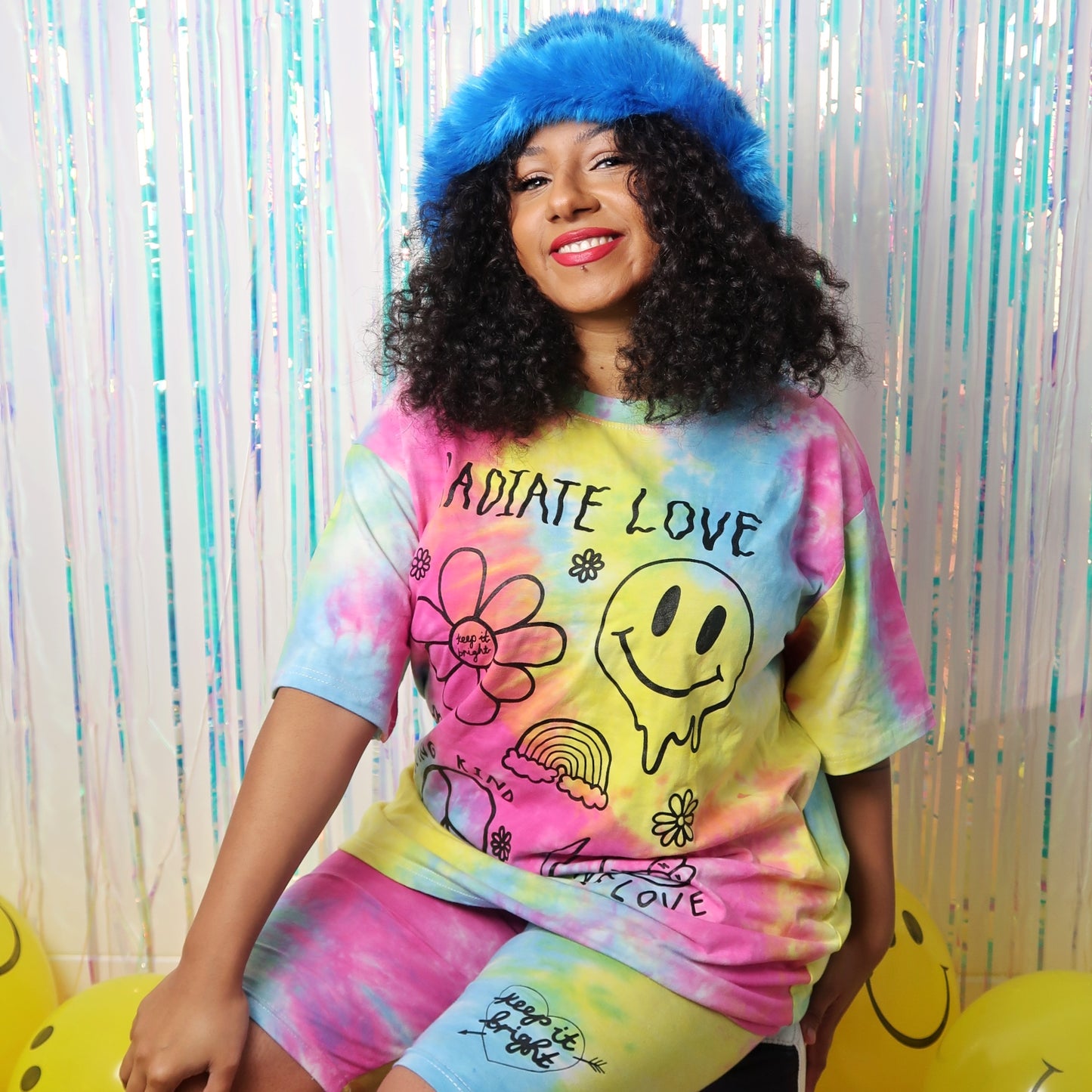 hippie heart tie-dye t-shirt - bright