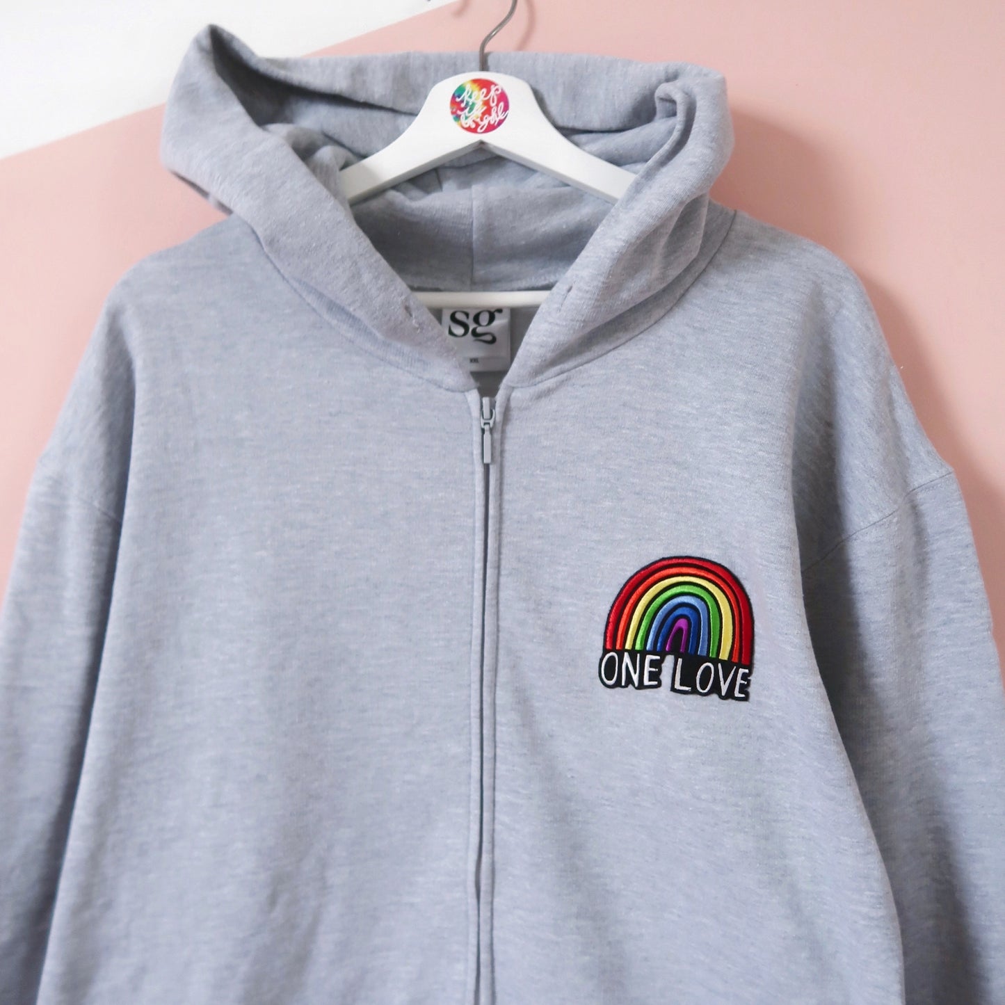 one love embroidered hoodie