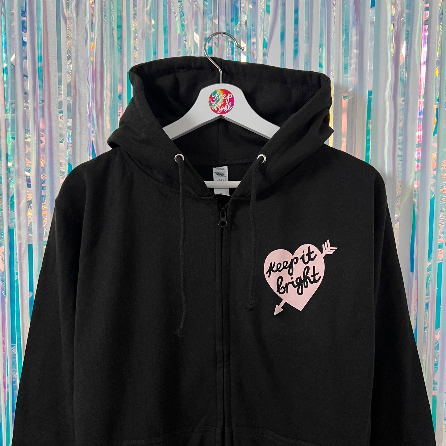 filling my heart with joy zip-up hoodie - black
