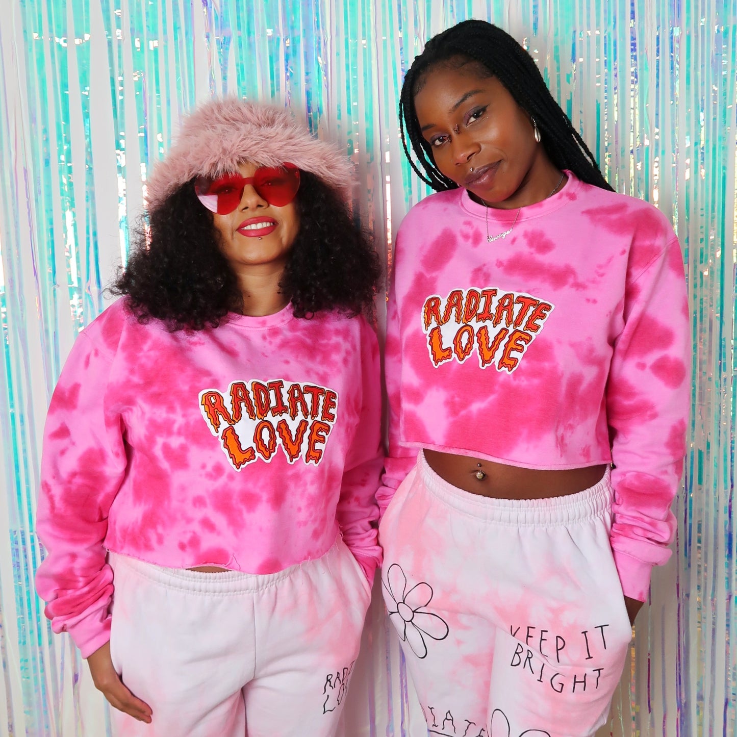 radiate love tie dye crop sweatshirt - pink