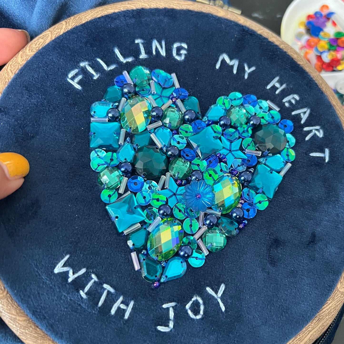 filling my heart with joy embellished cushion