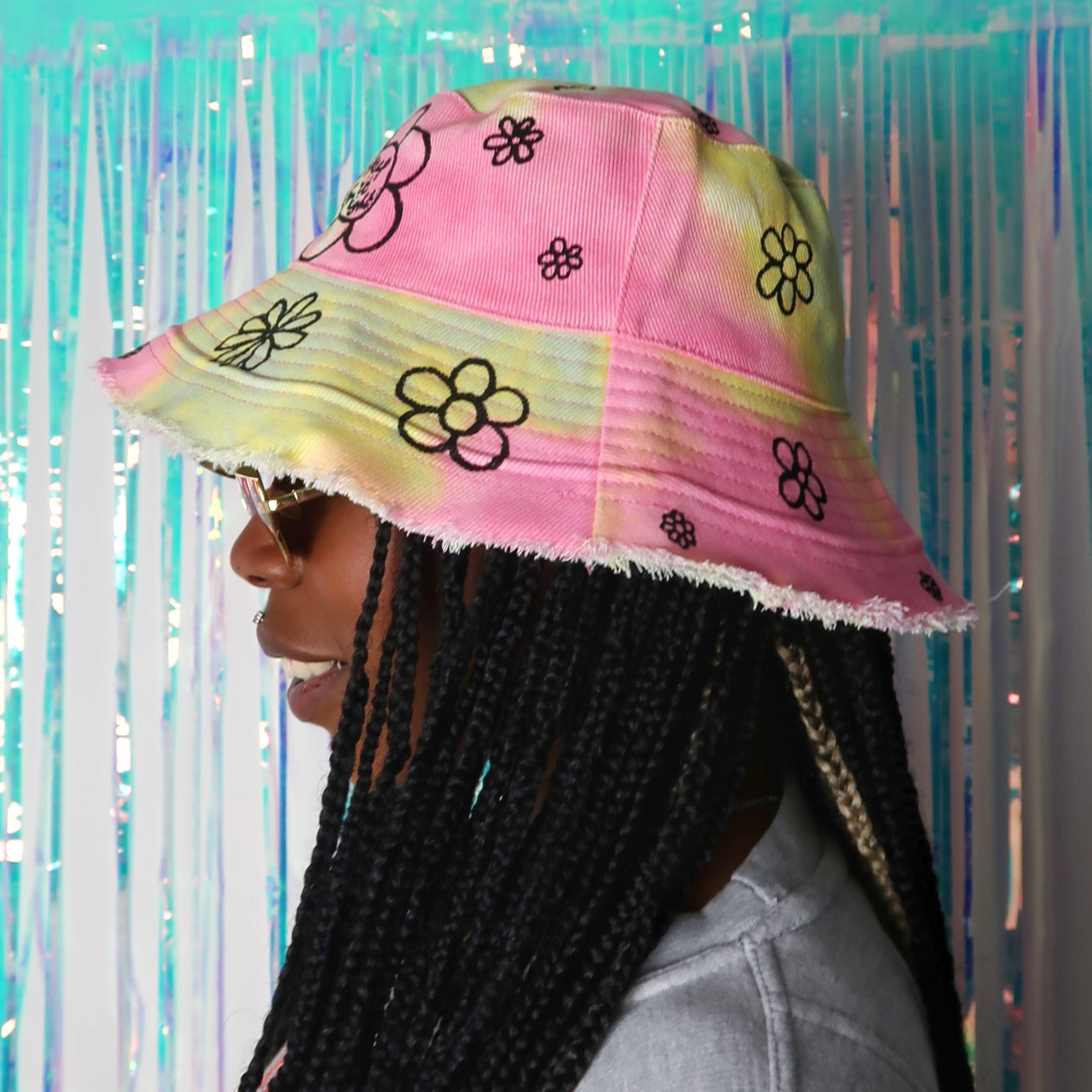 hippie heart bucket hat - tie dye