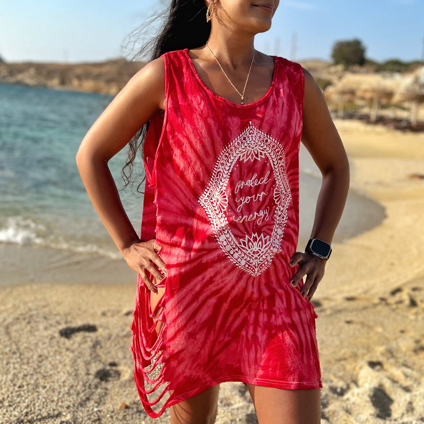 protect your energy tie dye side slash vest top
