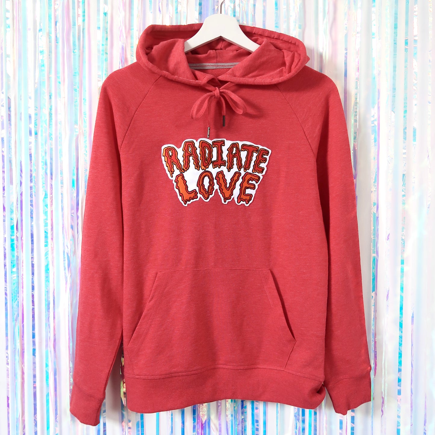 radiate love embroidered hoodie - light red