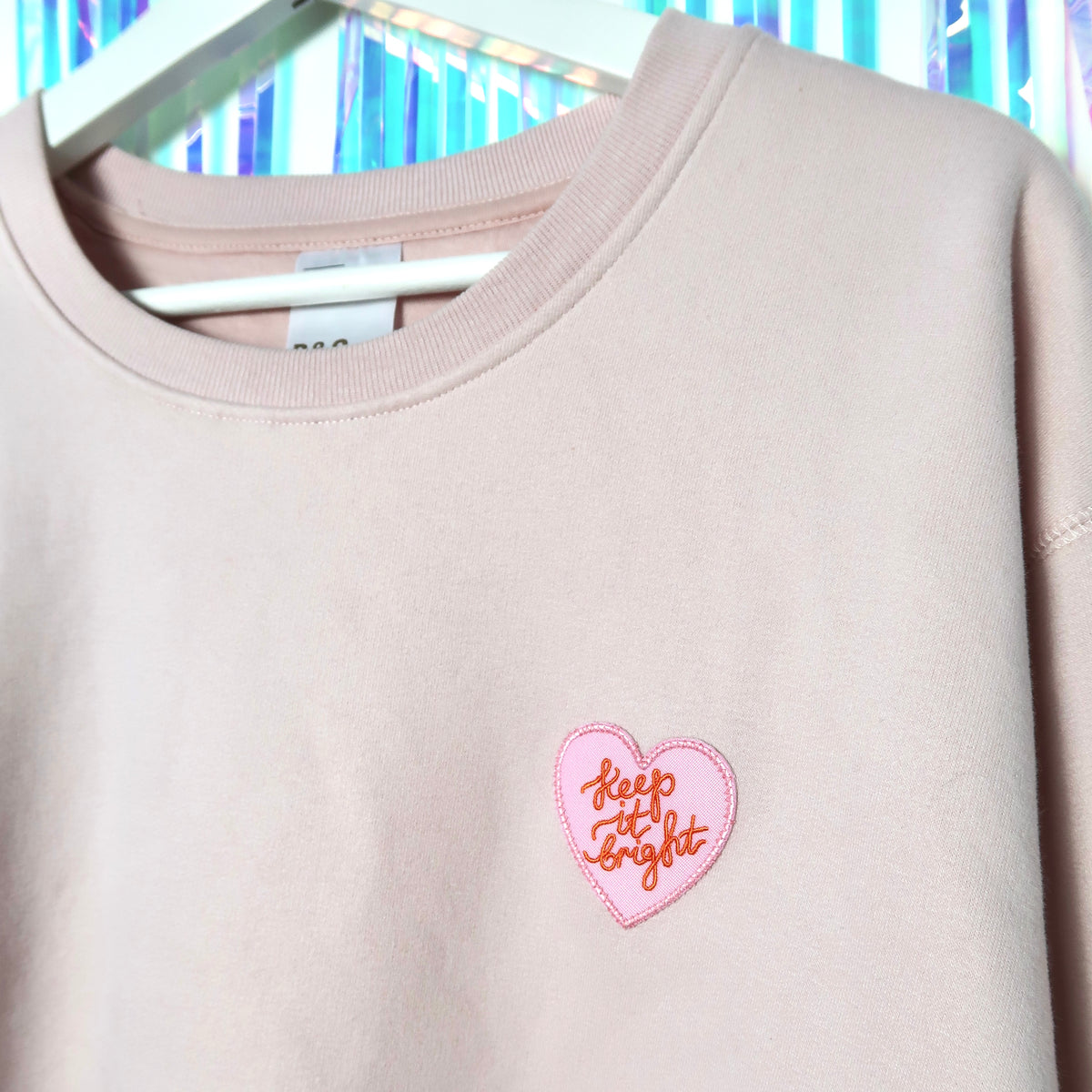 keep it bright embroidered sweatshirt - light pink