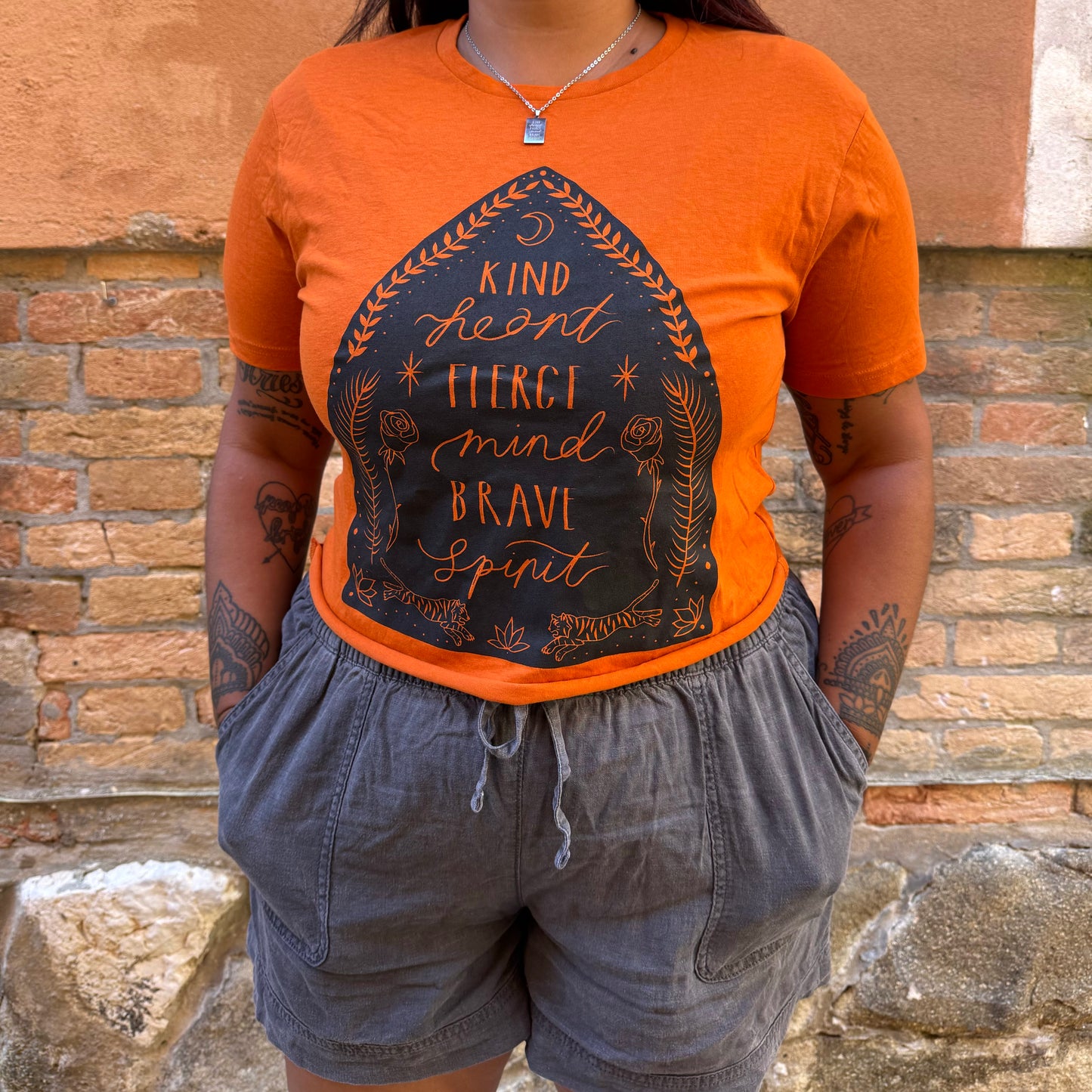 kind heart, fierce mind, brave spirit t-shirt - orange