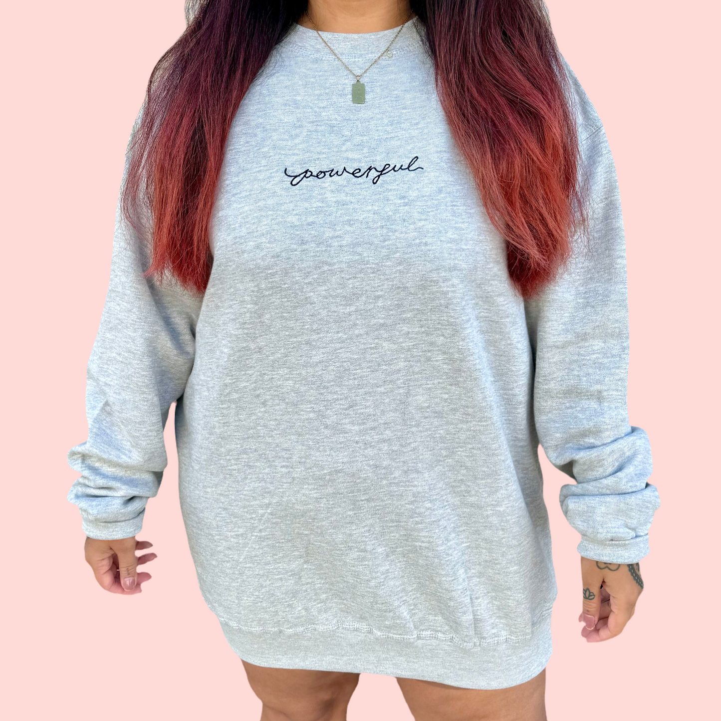 powerful embroidered sweatshirt - grey