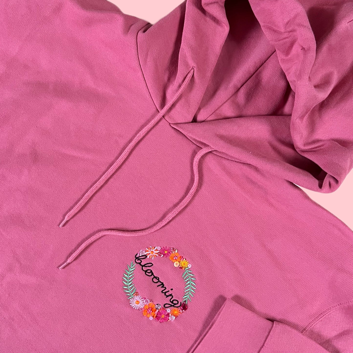 blooming hand-embellished hoodie - pink