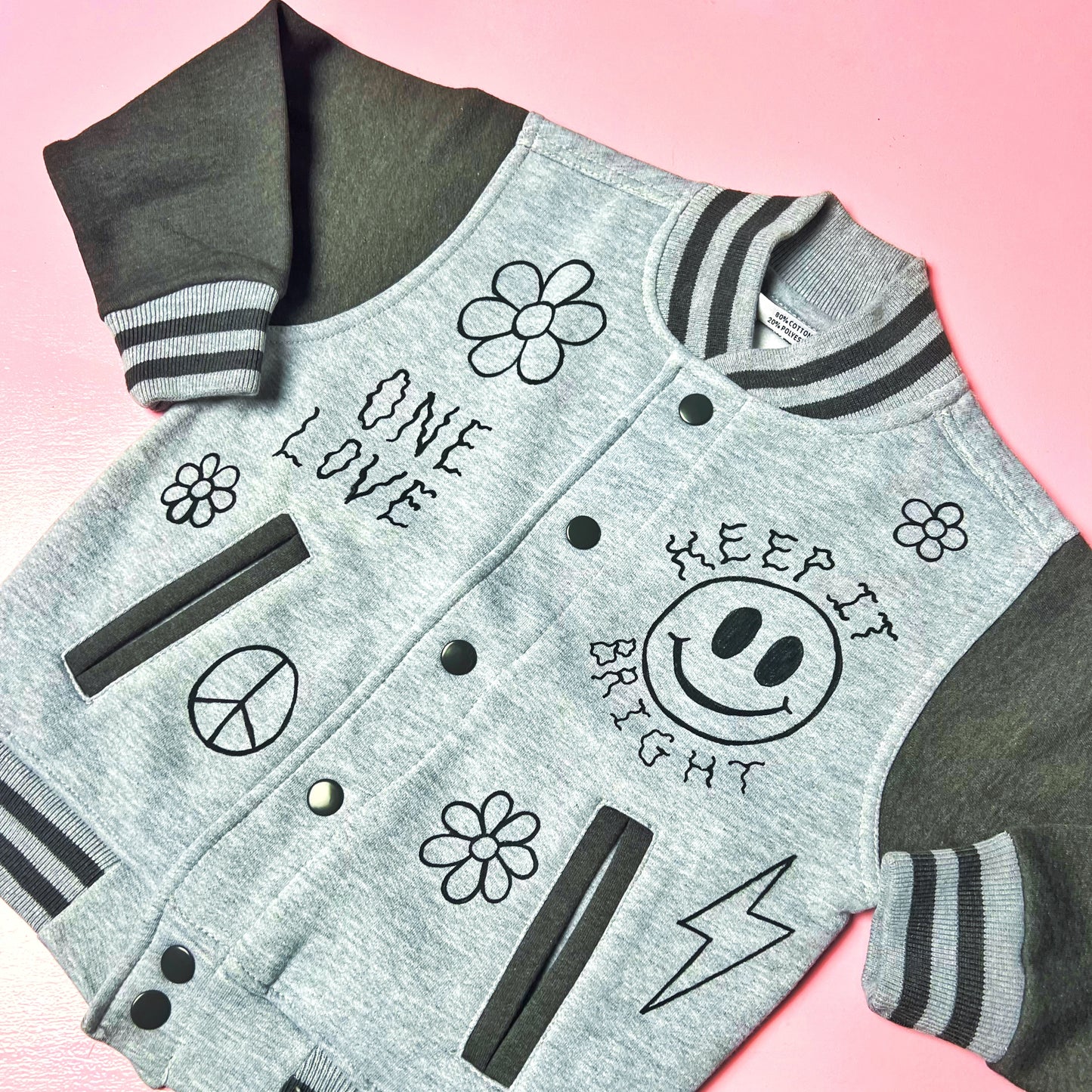 hippie heart kids varsity jacket