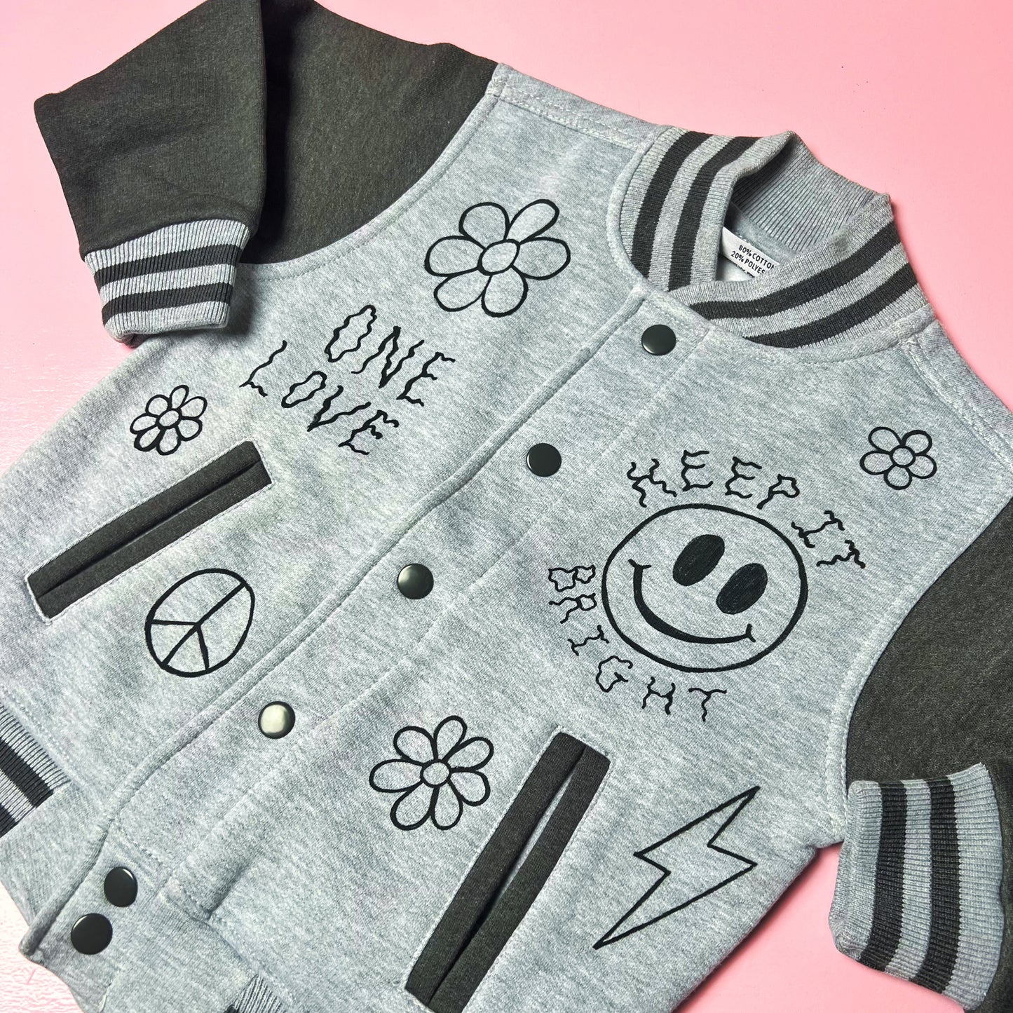 hippie heart kids varsity jacket