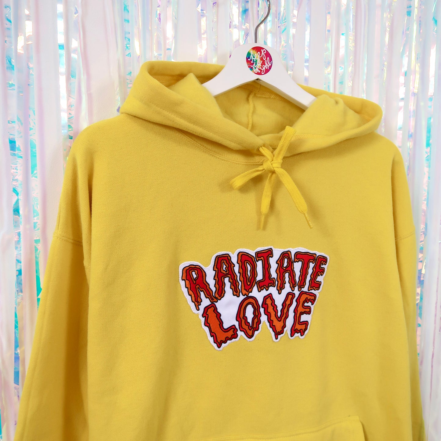 radiate love embroidered hoodie - lemon yellow