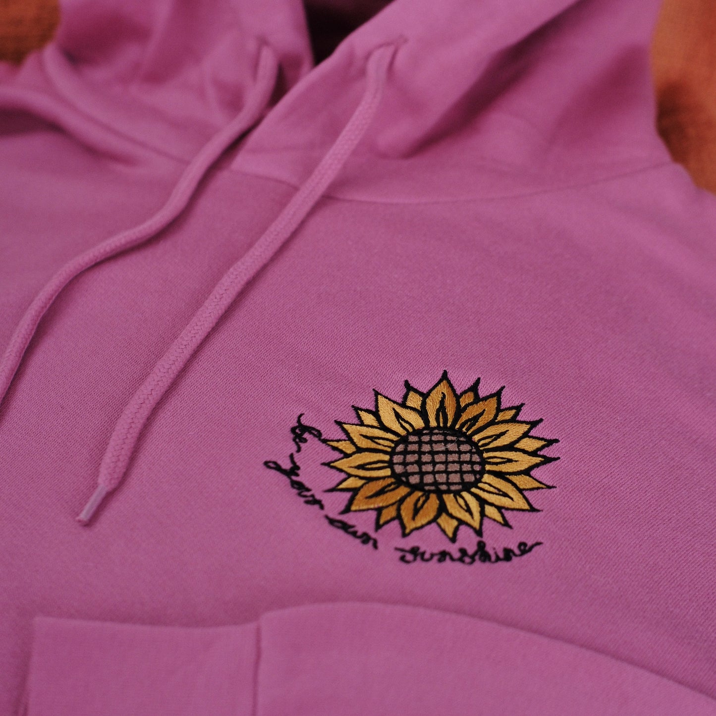 be your own sunshine embroidered hoodie - deep pink