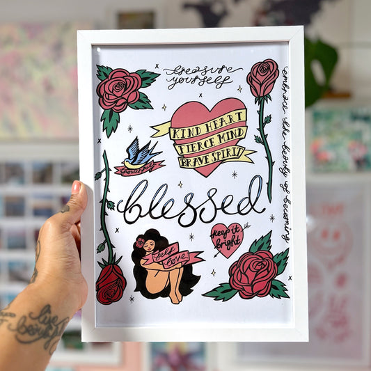 tattoo flash sheet - A4 print - white