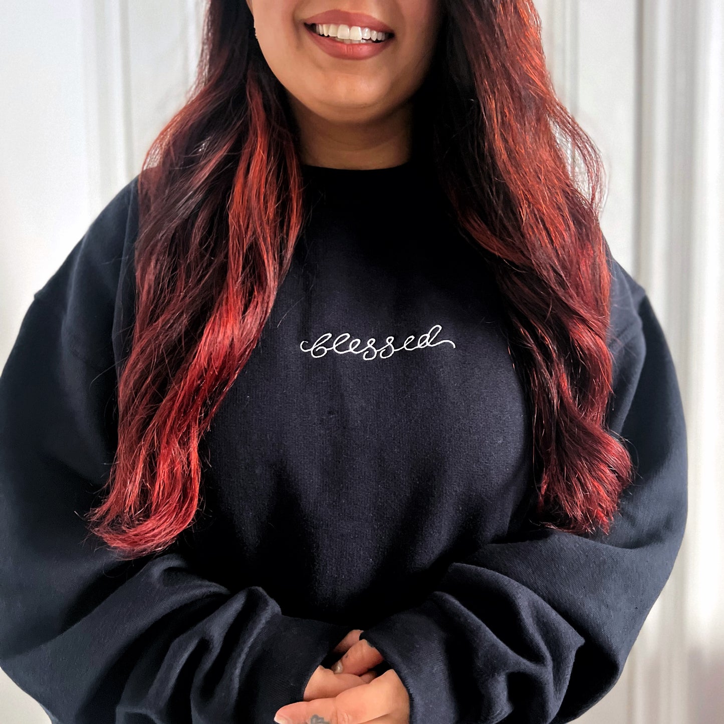 blessed embroidered sweatshirt - navy