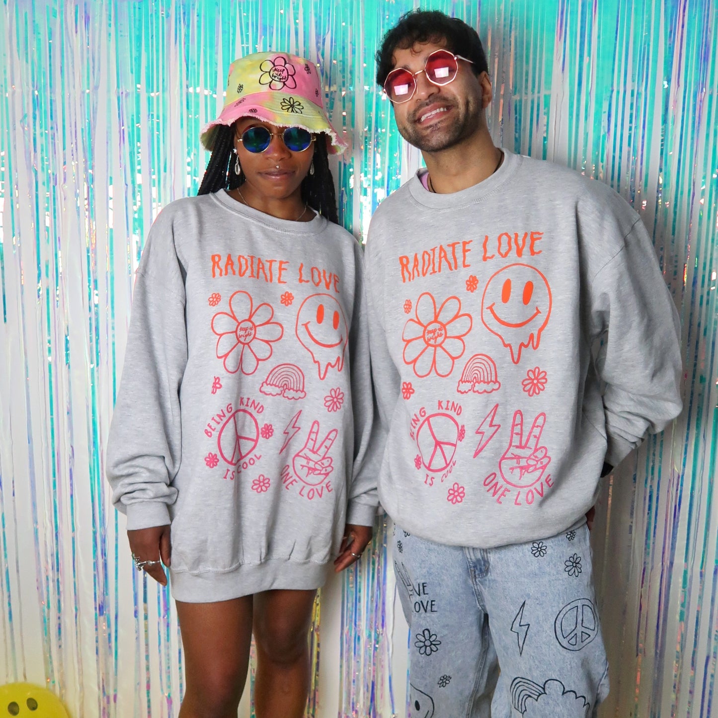 hippie heart sweatshirt - light grey