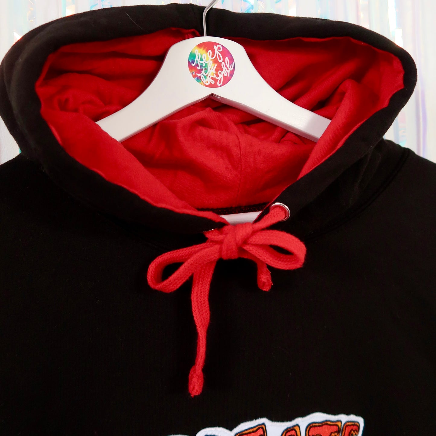 radiate love embroidered hoodie - black & red