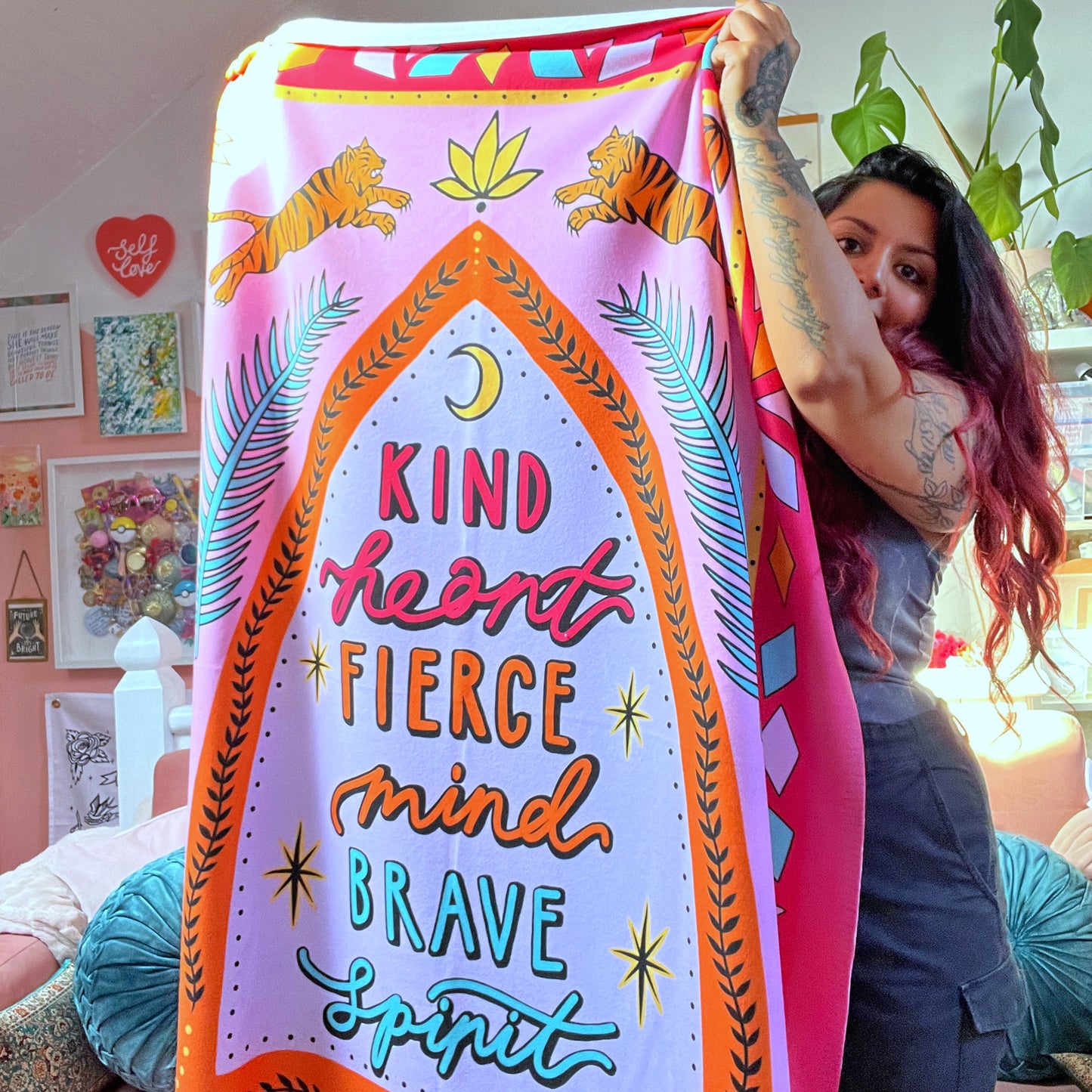 kind heart, fierce mind, brave spirit blanket
