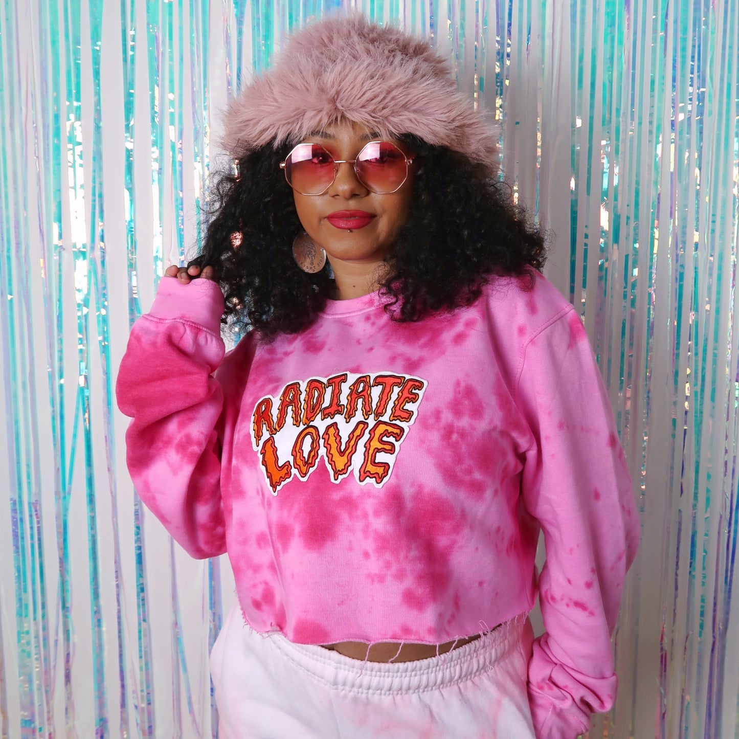 radiate love tie dye crop sweatshirt - pink