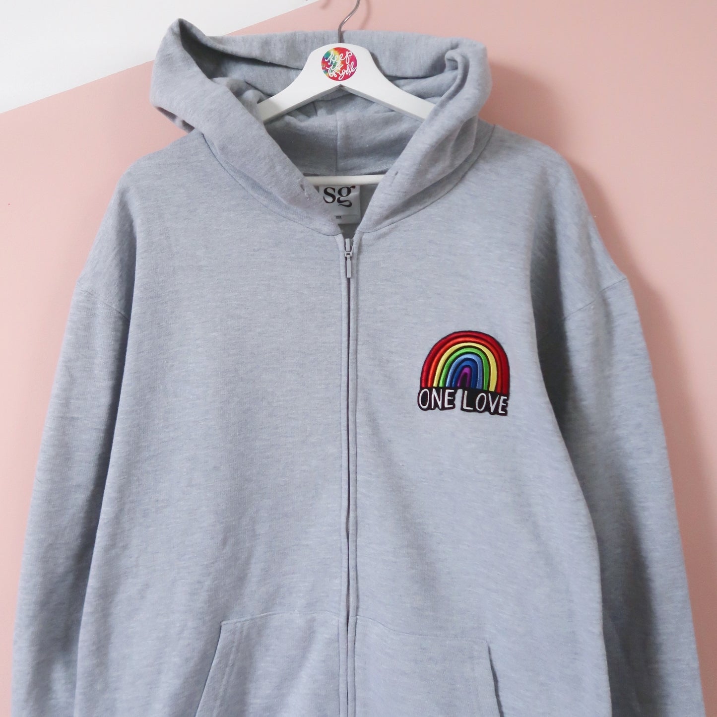 one love embroidered hoodie