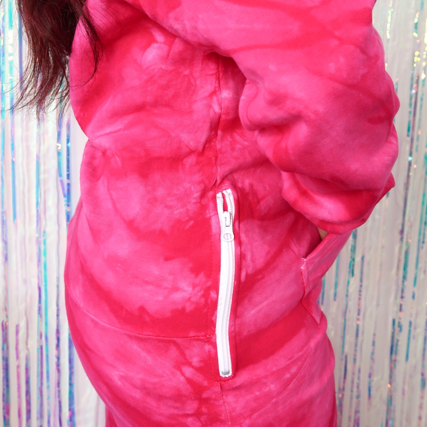 radiate love script tie dye onesie - pink