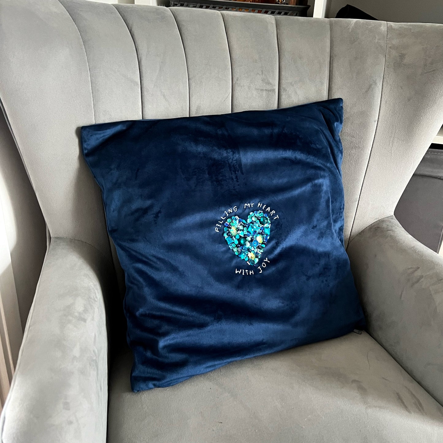 filling my heart with joy embellished cushion