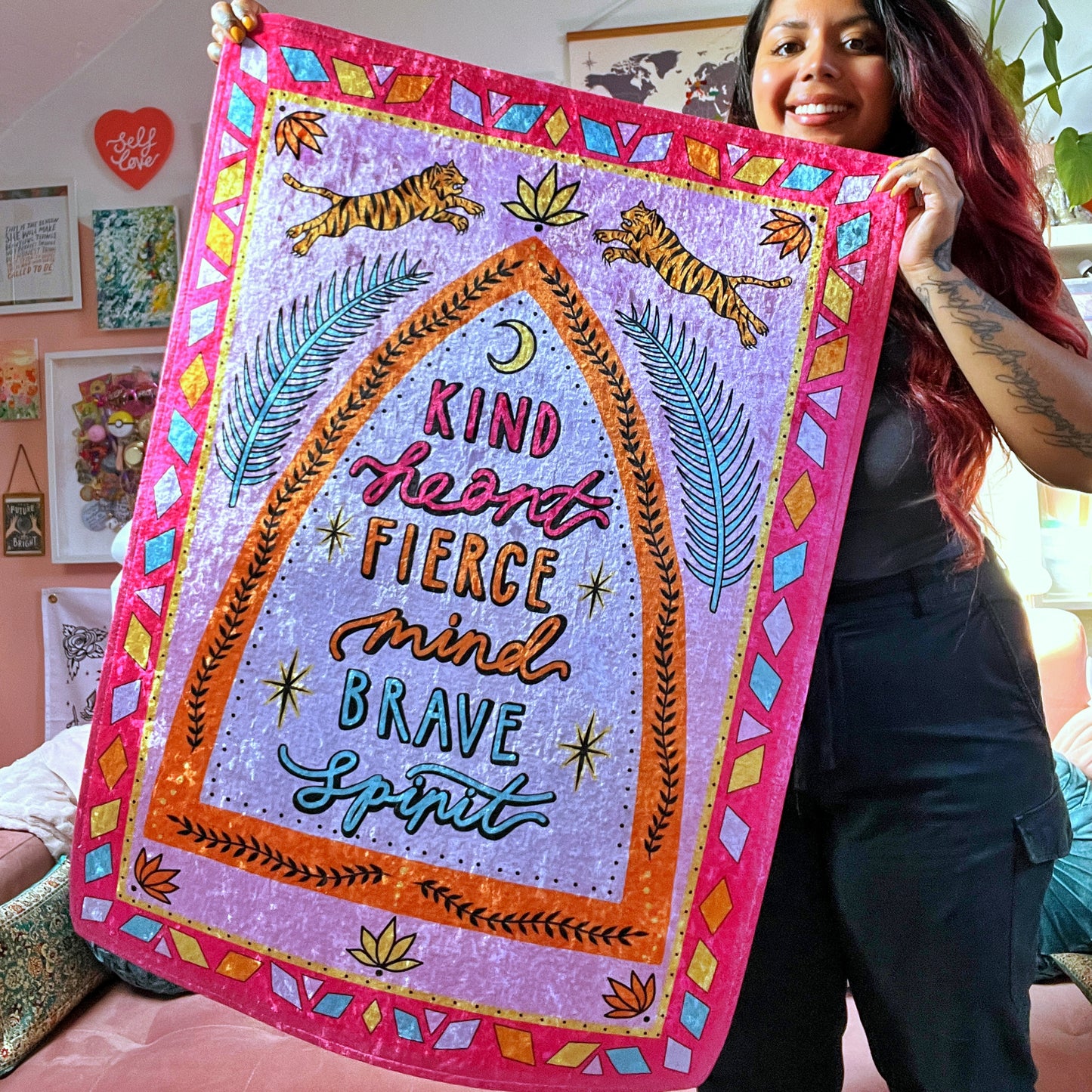 kind heart, fierce mind, brave spirit rug