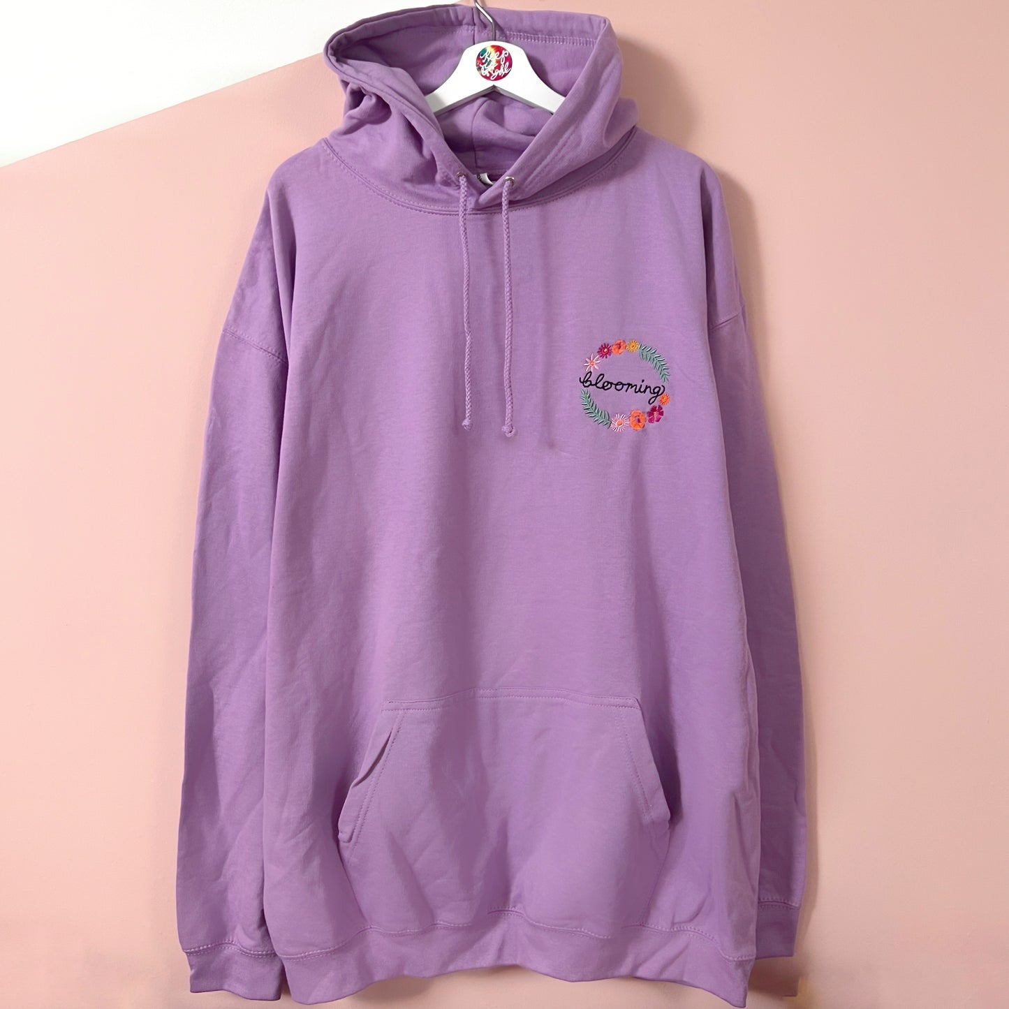 blooming embroidered hoodie - lilac