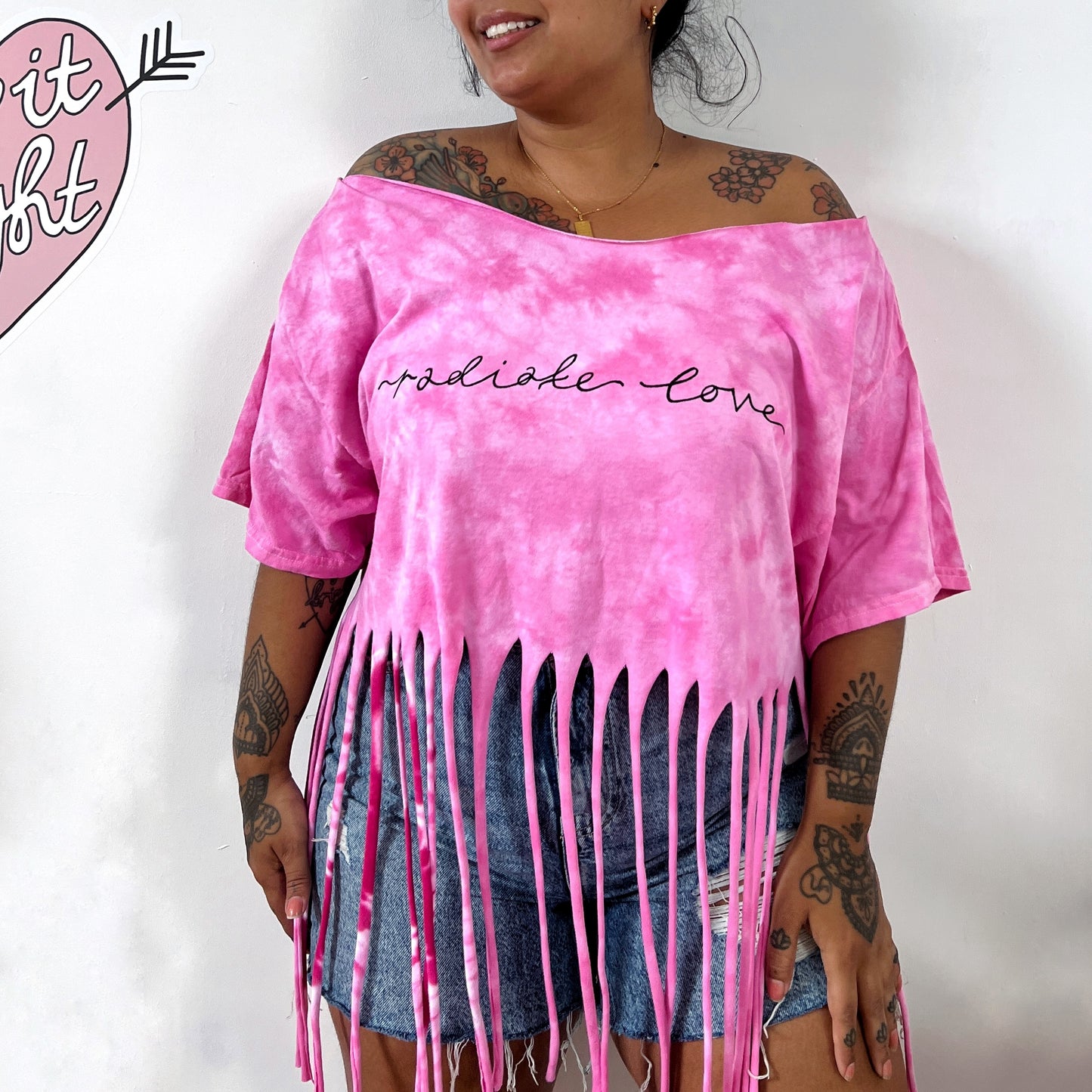 radiate love tie-dye tassel top