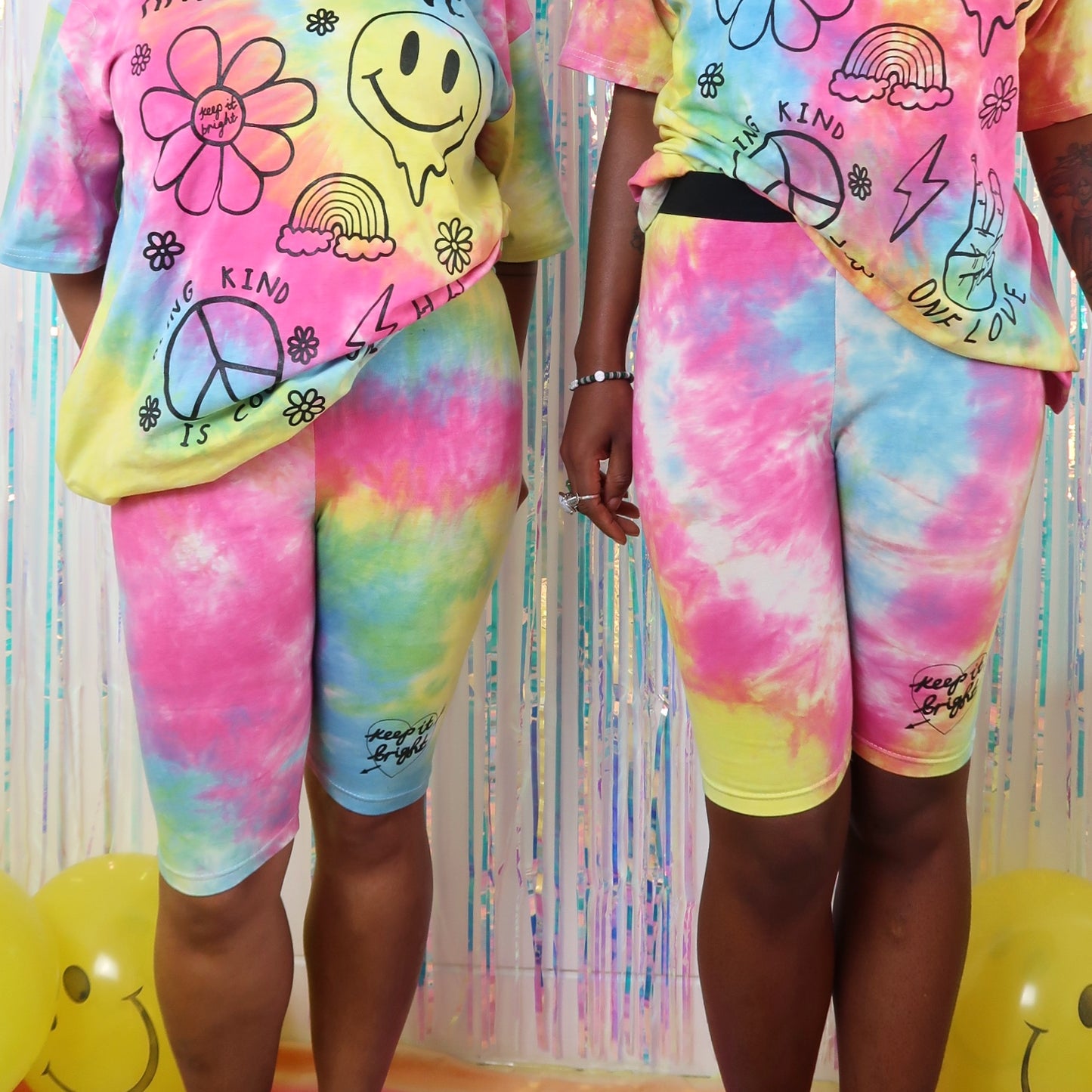 keep it bright tie-dye legging shorts - brights