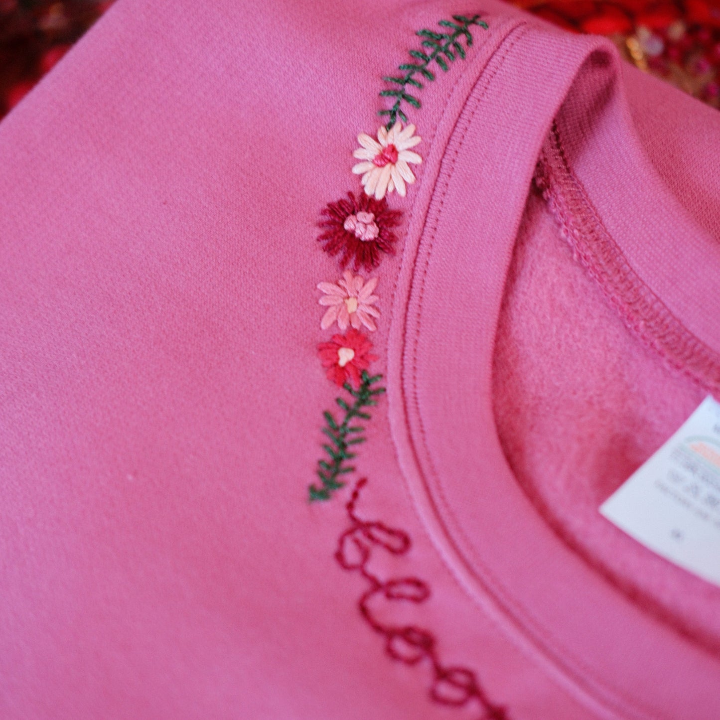 blooming hand-embroidered sweatshirt - pink v.2